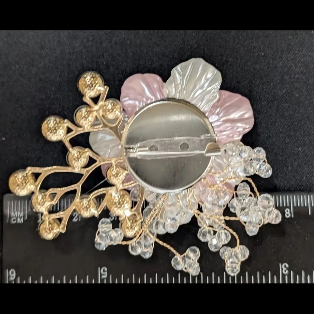 Elegant White Floral Pearl Brooch